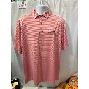 FootJoy FJ Pointe West Country Club Golf Polo Shirt Mens Large Red White Stripe